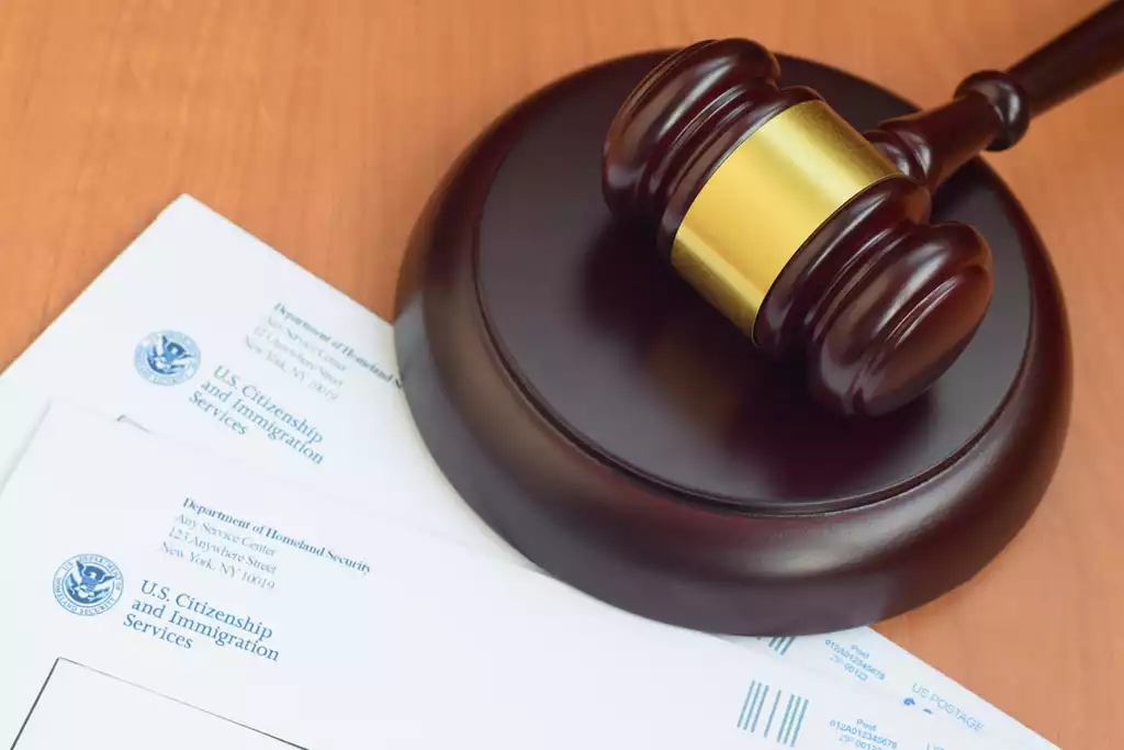 Justice mallet and Envelopes from Department of Homeland Security